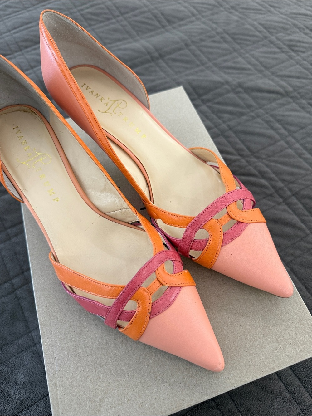 Ivanka Trump Multi Color Leather Pointed-Toe Heels size 9.5